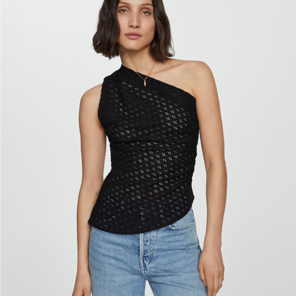 NWT MANGO CROCHET ONE SHOULDER TOP